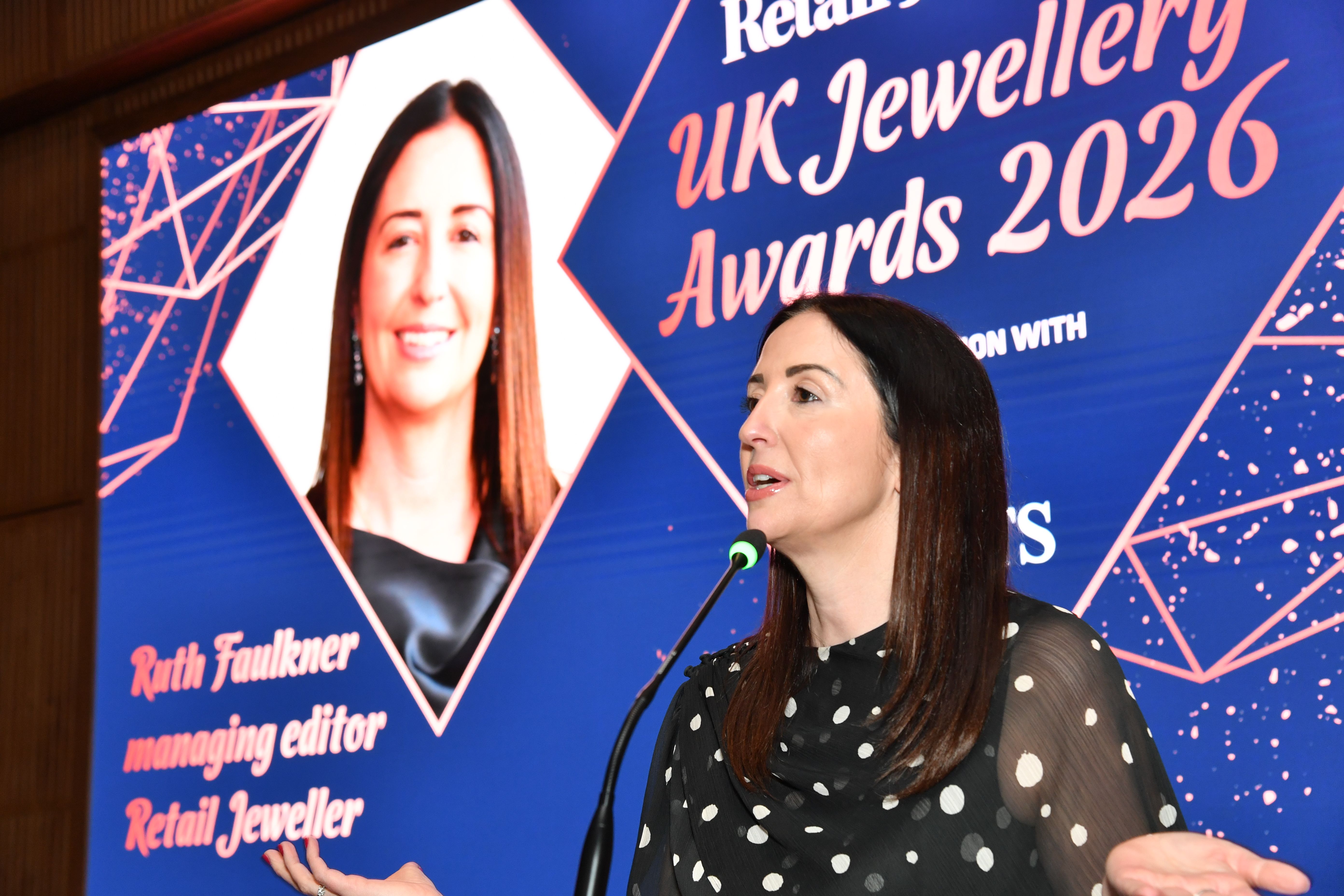Ruth Presenting at the UK Jewellery awards 2026
