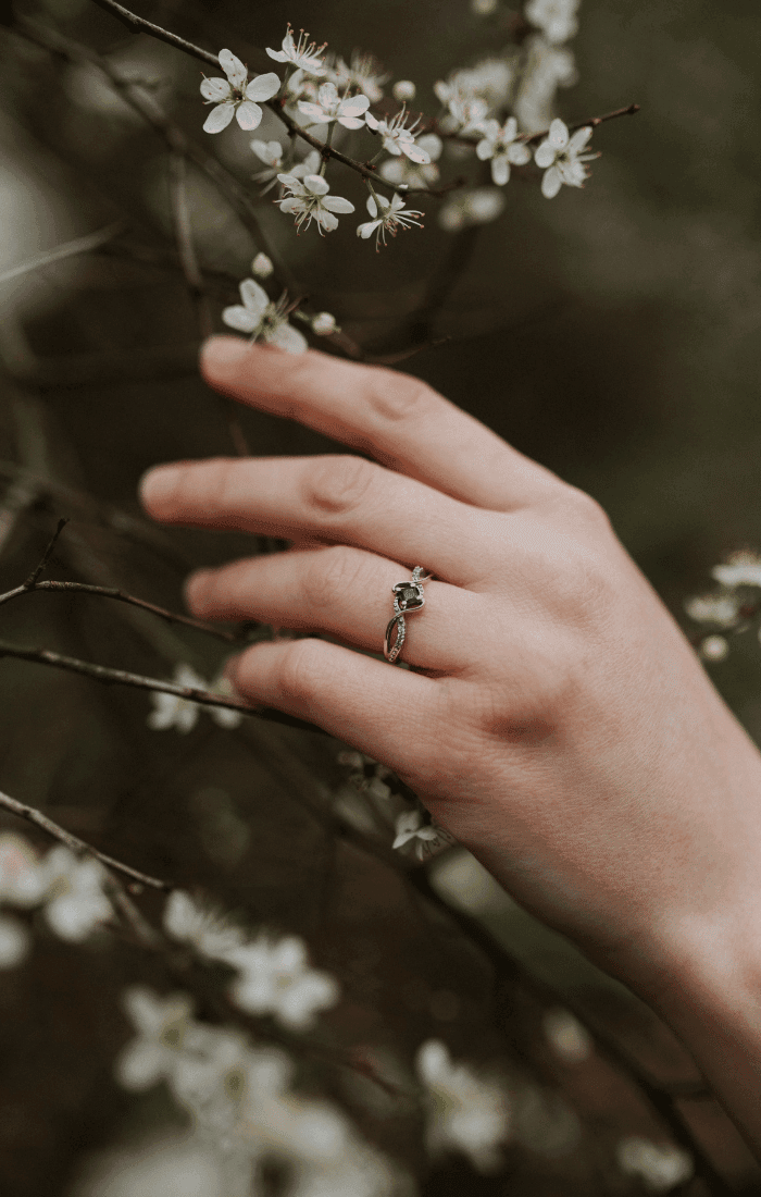 ring display among flowers