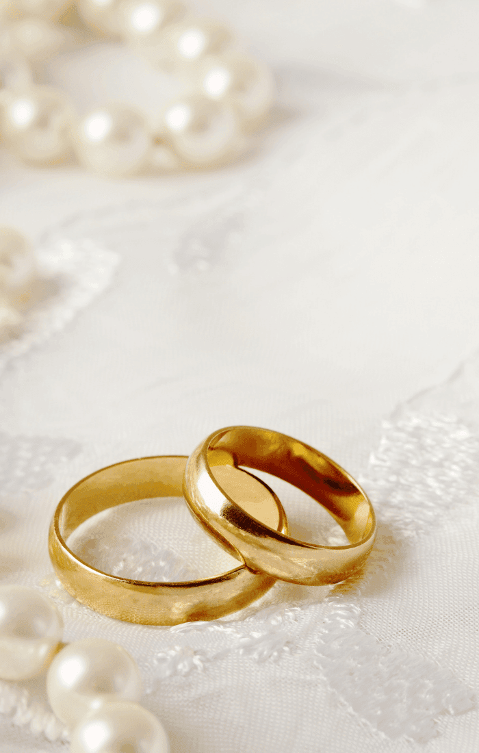 two gold wedding bands
