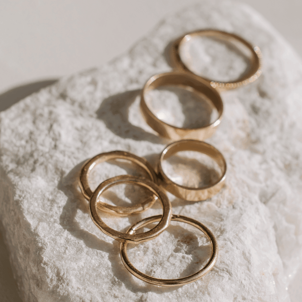array of gold wedding bands